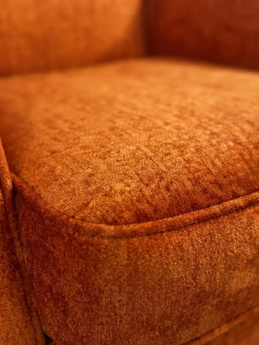 Kingsbury orange chair close up Kingsbury orange chair close up
