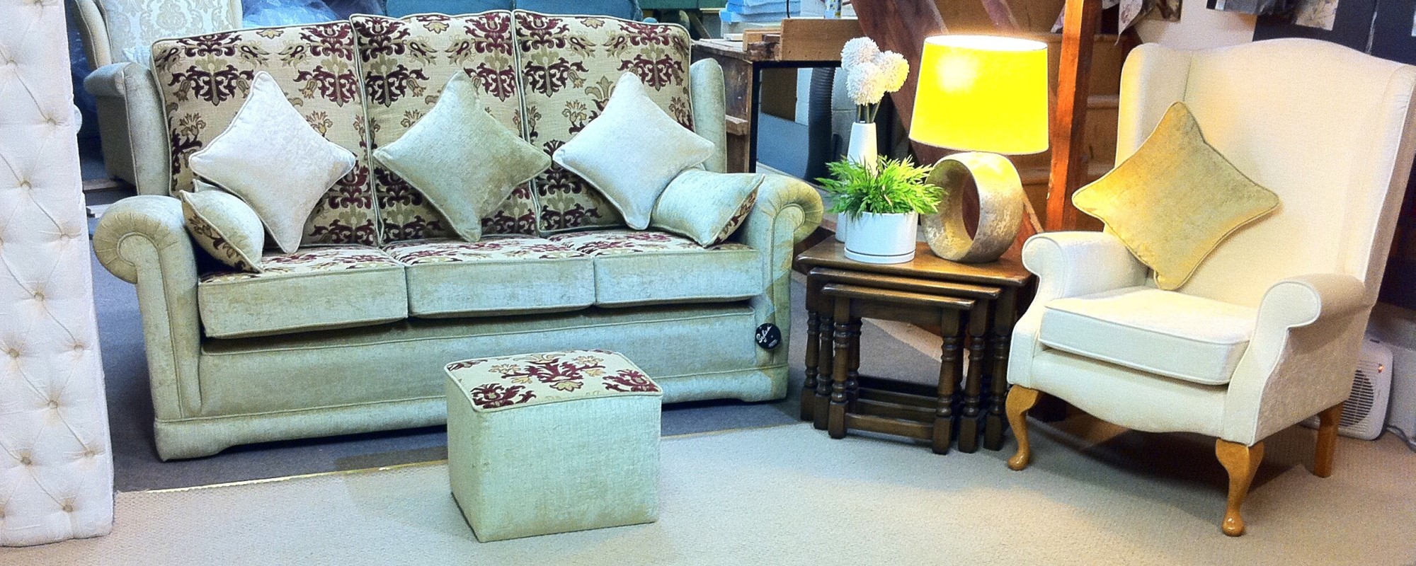 The Ascot Design Three Seater settee with An Occasional wing Chair