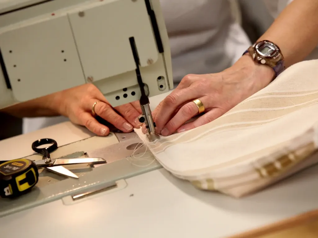 Sewing fabric on sewing machine