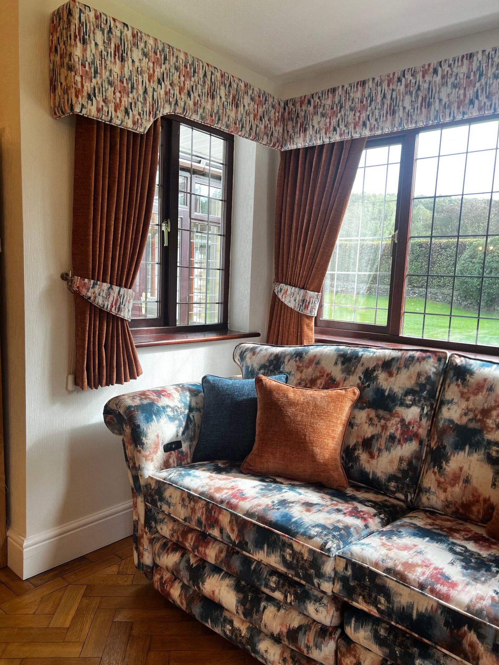 traditional curtains matching sofa