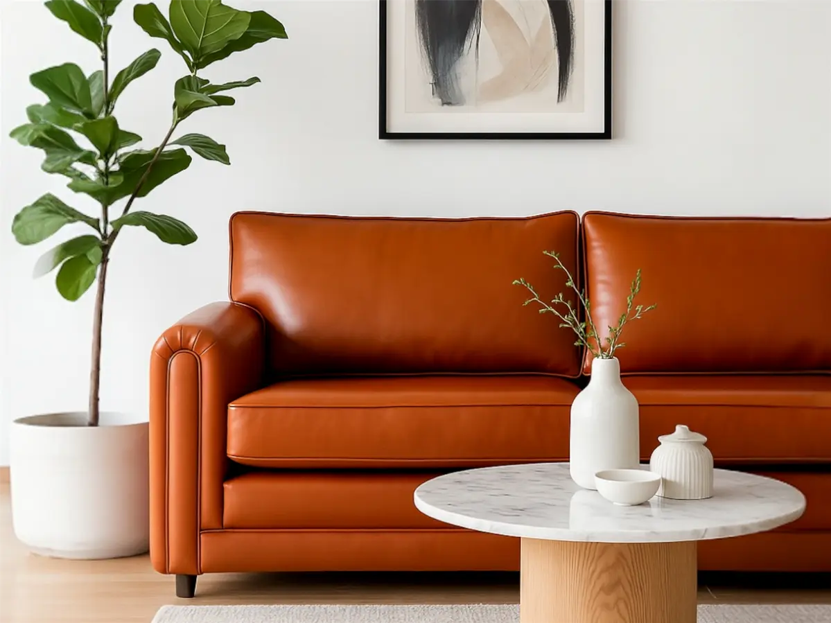 luxuary leather tan sofa landscape