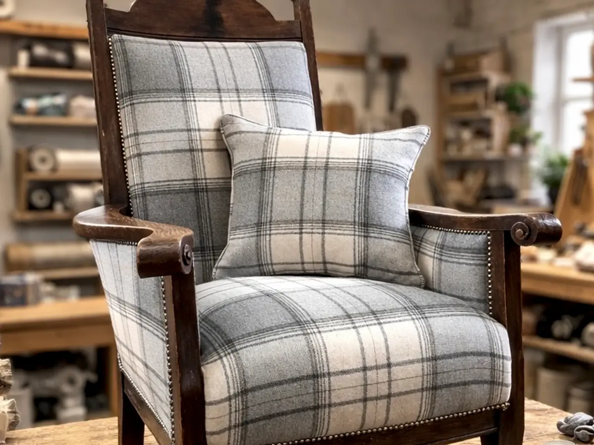 Tartan armchair with cushion